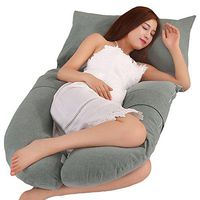 XMGJV U-shaped pillow - pregnant woman full body pillow - U-shaped pregnant women and nursing pads, removable white back cover, neck buttock support and embossed fatigue U-shaped pillow (size 150X80X2