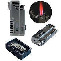Prestige Import Group Quad Torch 4 Flames with Punch Cutter in Gift Box, Gun Metal Gray