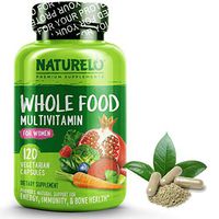 NATURELO Whole Food Multivitamin for Women - Natural Vitamins, Minerals, Raw Organic Extracts - Best Supplement for Energy and Heart Health - Vegan - Non GMO - 120 Capsules