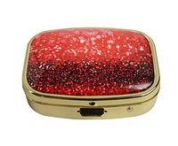 LCTCKP Custom Fashion Square Glass Gold Pill Case Decorative Metal Western Medicine Tablet Container Box (Elegant Dark Black red)