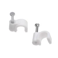 Mini Skater 6mm Nylon Steel Nail in Circle Ethernet Cable Clips Round Electrical Cord Holder Wire Management,Pack of 100 (White)