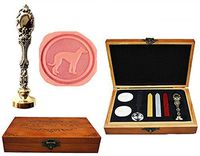 MNYR Greyhound Whippet Dog Luxury Wood Box Silver Metal Peacock Wedding Invitations Gift Cards Paper Stationary Envelope Seals Custom Logo Wax Seal Sealing Stamp Wax Sticks Melting Spoon Wood Gift Kit