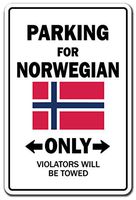 Parking for Norwegian ONLY Aluminum Sign Norway Flag National Pride Love | Indoor/Outdoor | 18" Tall