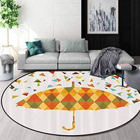 RUGSMAT Abstract Geometric Art Decor Round Kids Rugs,Colored Triangle Raindrops and Fashion Mosaic Umbrella Non Skid Nursery Kids Area Rug for Bedroom Machine Washable,Round-59 Inch
