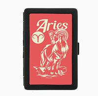 Aries Astrological Sign Horoscope Black Cigarette Case Holder Wallet RFID-blocking
