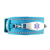 Waterproof Medical Alert ID Bracelet - Custom Engraving Included - Active, Sports - Turquoise Bracelet/Purple (S)