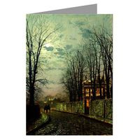 12 Vintage Notecard Set of John Atkinson Grimshaw Victorian Painting of London Street Scene Titled A Wintry Moon-1886
