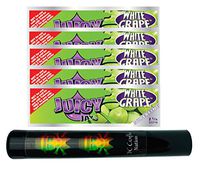 Herb Airtight Tube Pocket Protector with Juicy Jay's White Grape 1.25 Flavored Hemp Rolling Papers 5 Count DC Crafts Nation- Rasta Skull