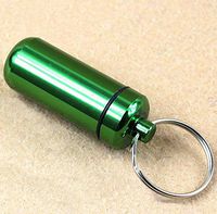 MagiDeal Outdoor Aluminum Alloy Water-proof Air-tight Pill Fob Pill Case Box Holder Container with Key Chain