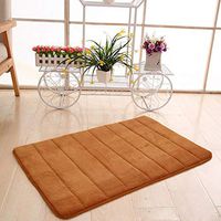 Promisen Coral Carpet Vertical Stripes Carpet Memory Foam Mat Absorbent Slip-Resistant Pad Bathroom Mats Super Soft Smooth Fur Rugs Fluffy Rugs Bedroom Carpet (40X60cm) (Khaki)