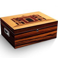 Mei Xu Cigar Box，Cigar Box Piano Paint Large Capacity Double Zone Cedar Wood Cigar humidor @ (Color : A)