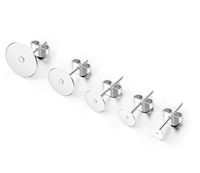 50pcs Hypoallergenic Earring Posts Silver Plated Brass Stud Earrings 8mm Flat Board Glue On Earring Post Setting with earnuts CF221-8