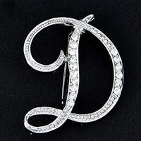 27C1 Womens Lady Rhinestone Crystal Letters Wedding Jewelry Bouquet Brooch Pin Daily Fashion Novelty Aesthetic Party Girls Girl Jewerly Cheap | Pattern - D