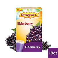 Emergen-C Elderberry Fizzy Drink Mix, Elderberry Immune Support, Natural Flavors, with High Potency Vitamin C, Elderberry, 18 Count