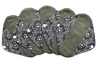 5 Pieces Charcoal Bamboo Mama Cloth/ Menstrual Pads/ Reusable Sanitary Pads (Pantyliner (8 inch), Black Lace)