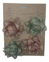 Holiday Crafts (TM) Burlap Bows - Comes with 12 Bows (4" Bows, Red/Green and Natural)