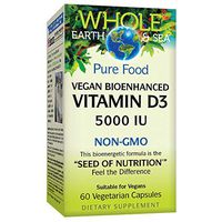 Whole Earth & Sea from Natural Factors, Vitamin D3 5000 IU, Whole Food Supplement, Vegan and Gluten Free, 60 vegetarian capsules (60 servings)