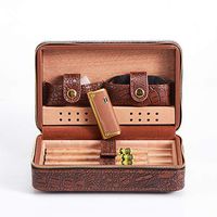 Santoll Crocodile Leather Cigar Case CC-01S Humidor with Dropper, Cedar Wood Lined, Humidifier and Removable Trays, Portable Cigar Box Gift Set for 4 Cigars