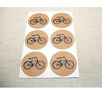 Vintage Bike Stickers, Rustic Round Labels and Envelope Seals by Once Upon Supplies, 1.5 Inches, 60 Stickers