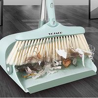 VOJACO Broom and Dustpan Set, Longer Handle Lobby Broom, New Design Dust Pan Teeth, Great for Kitchen and Office.