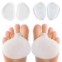Dr Foot Pad | 6 Pcs Premium Silicone Reusable Forefoot Pain Reliever Kit with Foot Metatarsal Cushions Gel Ball Foot Pads for Shoes Insoles and Sandal Thong Protectors | Transparent White | 1160