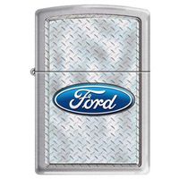 Zippo "Ford Motor Company-Diamond Plate" Brushed Chrome Lighter, 7430