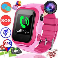 Kids Smart Watch Phone GPS Tracker Accurate WiFi Locator IP68 Waterproof SOS Call Voice Chat Camera Games 1.44'' Touchscreen Digital Bracelet for 3-14 Years Boys Girls Students Holiday Birthday Gifts