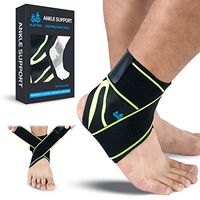 BLUE PINE Ankle Support Adjustable Ankle Brace Pair(2+2 PCs) with Compression Wrap Support (Green, X-Large)