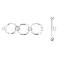 2 Sets Sterling Silver 3 Round Rings Toggle Clasps Adjustable Connector Beads for Jewelry Craft Making SS375