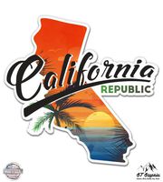 GT Graphics California Republic - 8" Vinyl Sticker - for Car Laptop I-Pad - Waterproof Decal
