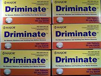 Major Driminate® Dimenhydrinate 50mg 100 Ct for Nausea, Dizziness and Vomiting From Motion Sickness (6 Pack)