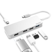 USB C Hub, EQUIPD 5 in 1 Aluminum Type C Adapter with Power Delivery Charging Port, 3 USB 2.0 Ports, 1 USB 3.0 Port Compatible MacBook Pro 13" 15", MacBook Air 13", MacBook 12" and More - Silver