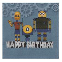 Cocktail Napkins - 150-Pack Luncheon Napkins, Disposable Paper Napkins Kids Birthday Party Supplies, 2-Ply, Robots Design, Unfolded 13 x 13 Inches, Folded 6.5 x 6.5 Inches