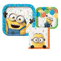 Despicable Me 3 Party Bundle- 8 Dinner Plates, 8 Small Plates and 16 Napkins