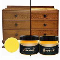 cnnIUHA Home Beeswax Wood Furniture Polish Wipes and Conditioner, 100% Natural Bee's Wax Non-Toxic Wood Cleaner Protectant, 85 Gram, Orange (2 Tin+1 Sponge)