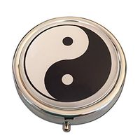 Yin and Yang Three Section Small Pocket Purse Travel Pill Box Case (Black and White)