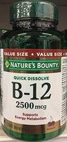 Nature's Bounty Quick Dissolve Vitamin B-12 2500 mcg, 120 Tablets