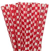 Biodegradable Paper Straws Red Checkered (50)