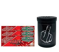 Herb Airtight Container Fresh Kettle with Juicy Jay's Very Cherry 1.25 Flavored Hemp Rolling Papers 3 Count DC Crafts Nation- Middle Finger