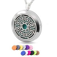 Aromatherapy Essential Oil Diffuser Necklace Amulet Luncky Stainless Steel Locket Pendant Perfume Jewelry