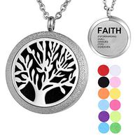 Supreme glory Aromatherapy Essential Oil Diffuser Necklace, Tree of Life Stainless Steel Locket Pendant Jewelry for Women Girls