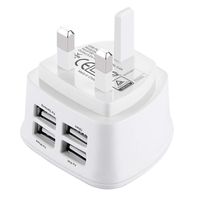 Lomee USB Quick Charger Desktop Charging Station Travel Adapter 4 Port All in One USB Charger Plug with UK Travel Phone Charger