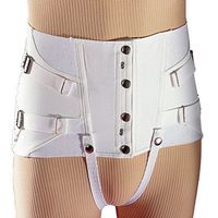 Men's Snap Button Short Lumbar Back Brace for Small Figures with Steel Support Stays (52")