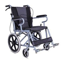 Wheelchair Foldable Breathable Removable Cushion Elderly Disabled Hand Push Wheelchair Four Brake Solid Tire (Color : Gray)