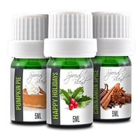 Pumpkin Pie, Happy Holidays and Cinnamon Spice 3-Pack in 5ml Bottles. 100% Pure Therapeutic Grade in a Beautiful Gift Set Essential Oil Bundle | Includes a 40 Page Recipe Guide
