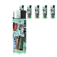 Route 66 Set of 5 Lighters D8 Historic Famous U.S. Roads Will Rogers Highway Travel