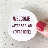 Sweet Thymes 40 Wedding Welcome Stickers | So Glad You're Here Wedding Welcome Circle Label Round Favor Gift Bag Seal Cards Envelope Package Candy