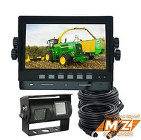 7" Digital Dual Twin Double Lens Rear View Backup Reverse Camera System Cab Observation Cam System Kit for Forklift, Oversize Load Truck, Box Truck