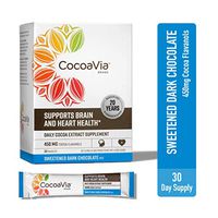 CocoaVia Heart & Brain Supplement, Dark Chocolate Flavor, Sweetened l Vegan and Plant Based Supplements with Cocoa Flavanol for Improved Cognitive Function and Heart Health l 30 Packets, 1 Per Serving