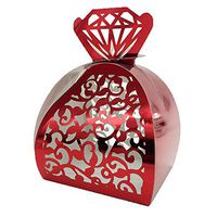 WOMHOPE® 50 Pcs - Jewelry Lock Vine Hollow Laser Cut Roses Flowers Wedding Candy Box Chocolate Candy Wrappers Holders Party Favors for Bridal Shower,Wedding,Party,Birthday Gift (Red (Reflect Light))